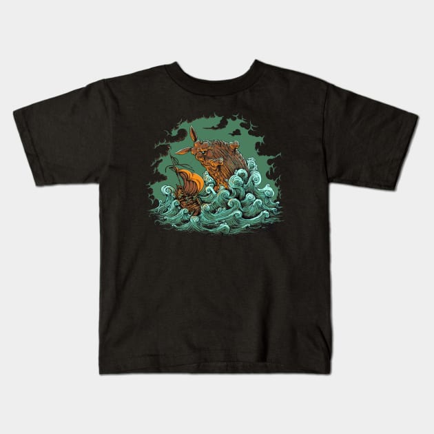 Sea Bunny Attack! Kids T-Shirt by halegrafx